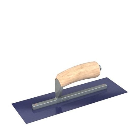 Bon Tool Ultra Flex Blue Steel Finishing Trowel - Sqaure End - 12" x 4" with Camel Back Wood Handle 66-319